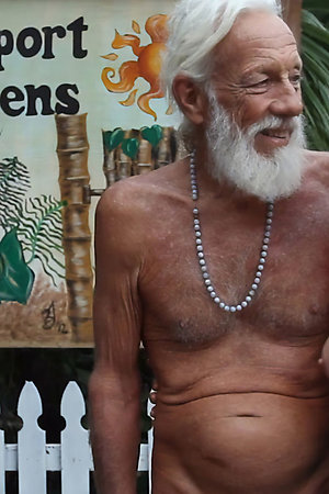 Nudist sport games of old and young people