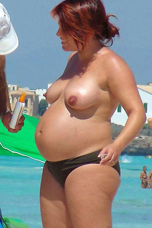 Pregnant women on a nudist / naturist beach