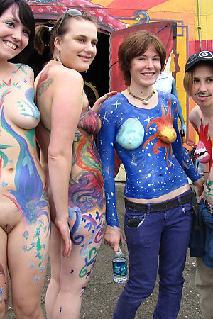 Naked people at the amateur nudists festival